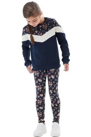 NAME IT Mädchen Nkfvivian Aop Legging Noos, Dark Sapphire/Aop:flowers, 116