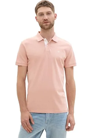 TOM TAILOR Herren Basic Piqué Poloshirt, pale coral white melange, XXXL