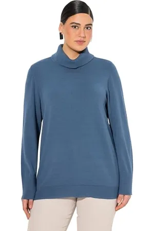 Ulla Popken Damen große Größen Übergrößen Plus Size Rollkragenpullover, breite Rippbündchen, Langarm