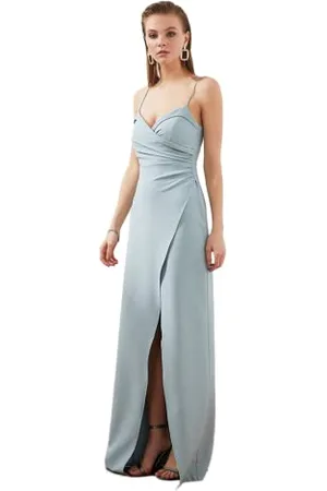 Trendyol Damen Women Fitted Woven Evening Dress Maxi Wrapover Tailliertes, gewebtes Abendkleid, , 34