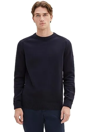TOM TAILOR Herren 1038246 Basic Strick-Pullover aus Baumwolle, 10668-sky Captain Blue, M