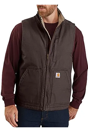 Carhartt Herren Gefütterte Weste mit Stehkragen Work Utility Oberbekleidung, Dunkelbraun, XXX-Large