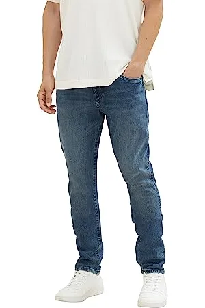 TOM TAILOR Herren 1036999 Troy Slim Jeans, 10123-Destroyed Mid Stone Blue Denim, 33/34