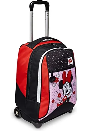 7 for all Mankind Trolley, Minnie Mouse, 2 in 1, Schulranzen mit Rollen, Rucksack mit Trolleyfunktion für Kinder, ab 1. Klasse, für Schule, Reisen, Mädchen&Jungen; rot/schwarz
