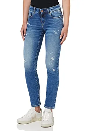 Replay Damen Jeans Faaby Slim-Fit Bio, (Blau), 27W / 30L