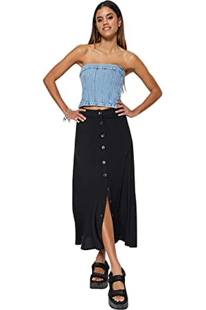 Trendyol Damen Women Midi Flared Woven Skirt Baby Rock, Black, 38