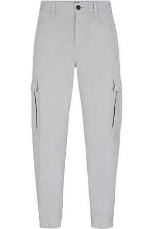 HUGO BOSS Herren Sisla-4-Cargo Regular-Fit Cargohose aus elastischem Baumwoll-Satin Hellgrau 52