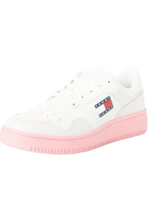 Tommy Hilfiger Damen Cupsole Sneaker Tjw Retro Basket Ess Schuhe, Mehrfarbig (Ecru / Pink Alert), 37 EU