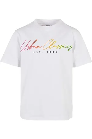 Urban classics Jungen UCK4903-Boys Script Logo Tee T-Shirt, White, 110/116