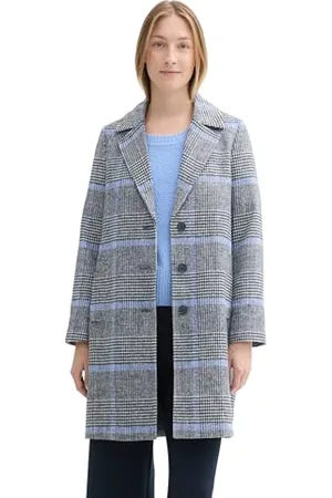 TOM TAILOR Damen 1043673 Mantel mit Karomuster, 36217-Navy Blue Check, 3XL