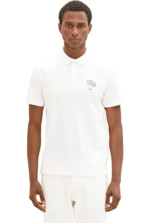TOM TAILOR Herren 1036379 Poloshirt mit Palmen-Print, 10332-Off White, L