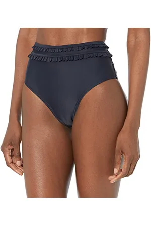 Tommy Hilfiger Damen High Waisted Full Coverage Bikini Bottom Bikinihose, Sky Captain Rüschen, Large