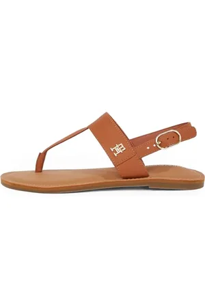 Tommy Hilfiger Damen Sandalen Leather Thong Zehentrenner, Braun (Cinnamon Bark), 38