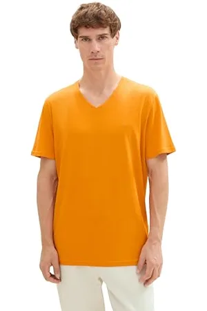 TOM TAILOR Herren Basic T-Shirt mit V-Ausschnitt, , S