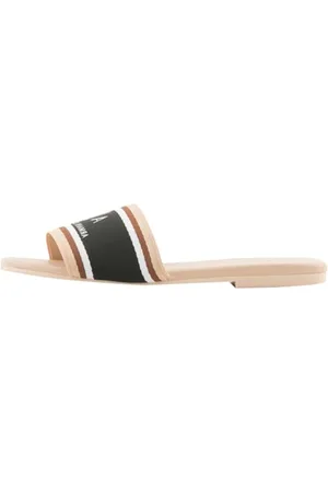 Armani Exchange Damen Thin, Big Printed Logo, Coloured Lines Slide Sandal, , 35 EU