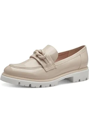 Marco Tozzi Damen Loafer mit Absatz mit Plateausohle Vegan, Cremefarben , 41 EU