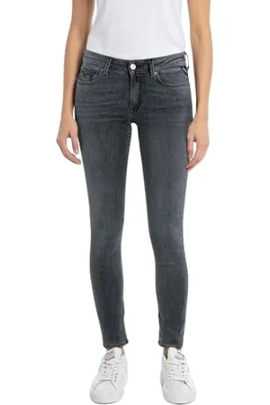 Replay Damen Jeans New Luz Skinny-Fit mit Power Stretch, Dark Grey 097 (Grau), 30W / 32L