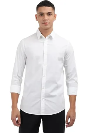 Calvin Klein Jeans Herren Hemd Slim Stretch Shirt Langarm, Weiß , S