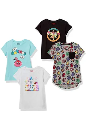 Amazon Disney | Marvel | Star Wars | Frozen | Princess Mädchen Kurzärmelige T-Shirts, 4er-Pack, , 11-12 Jahre