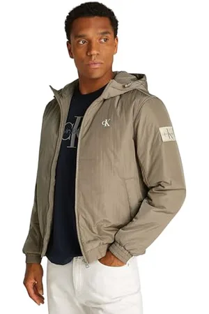 Calvin Klein Herren Jacke Padded Hooded Übergangsjacke, Brindle (Beige), XL