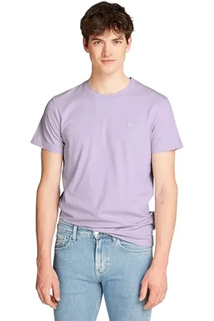 Calvin Klein Jeans Herren T-Shirt Kurzarm Ck Embro Badge Rundhalsausschnitt, Violett (Pastel Lilac), XXS