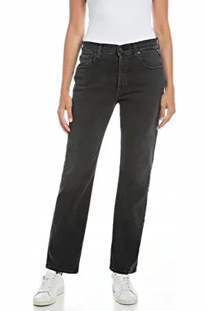 Replay Damen Jeans Maijke Straight-Fit, (Schwarz), 24W / 28L