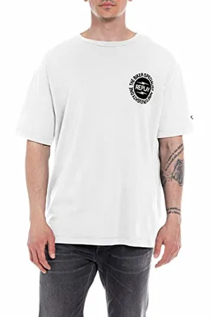 Replay Herren T-Shirt Kurzarm mit Backprint, (Weiß), XS
