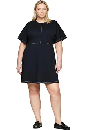 Tommy Hilfiger Damen Kleid Curve Global Stitch Rundhalsausschnitt, , 46