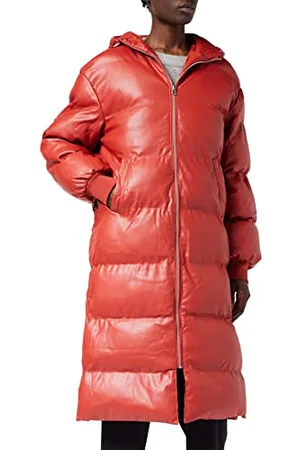 NA-KD Damen Hooded Long Jacket Jacken, rot, 36 EU