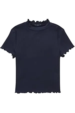 TOM TAILOR Mädchen Kinder Cropped T-Shirt mit Rippstruktur 1035130, Blau, 128