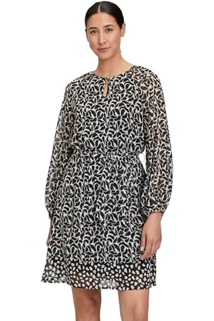 Cartoon Damen Chiffonkleid mit Muster /Weiß,38