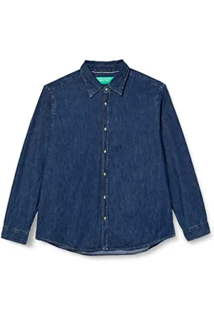 Benetton Herren 5FV6UQ001 Hemd, Dunkelblau 901, XXL