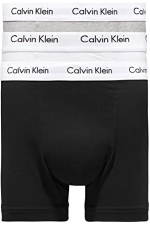 Calvin Klein Underwear Herren Boxershorts COTTON STRETCH - TRUNK, 3er Pack, Einfarbig, Gr. Large, Mehrfarbig (BLACK/WHITE/GREY HEATHER 998)