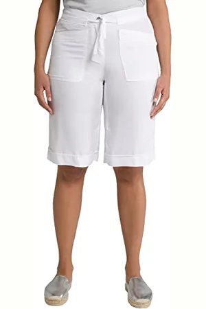 Ulla Popken Damen Shorts, weites, gerades Bein, Komfortbund, Lyocell Hose, , 36W / 32L