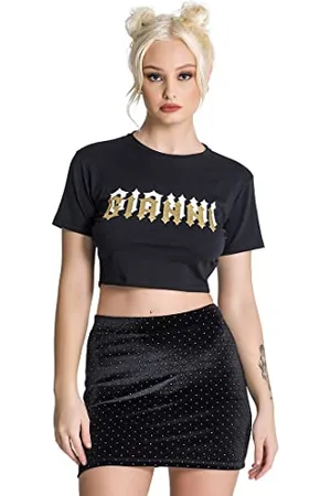 Gianni Kavanagh Damen Black GK25 Cropped Tee T-Shirt, , Large