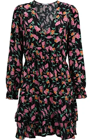 Tamaris Damen AOP Kurzes Boho Kleid AMAVIDA Schwarz 44