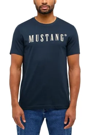 Mustang Herren T-Shirt Austin - Regular Fit S-3XL Weiss Schwarz Gün Beige Rot Grau Baumwolle, Größe:S, Farbe: