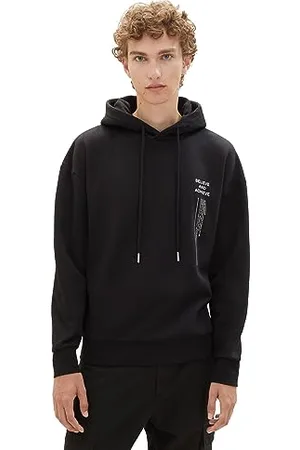 TOM TAILOR Herren 1037614 Relaxed Fit Hoodie mit Rücken-Print, 29999-Black, XXL