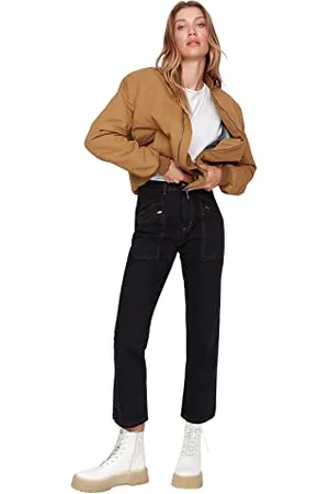 Trendyol Damen Herren Mittlerer Bund Straight Jeans, , 38 EU
