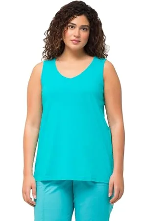 Ulla Popken Damen Top, V-Ausschnitt, Classic, Ärmellos T-Shirts, , 58-60 EU