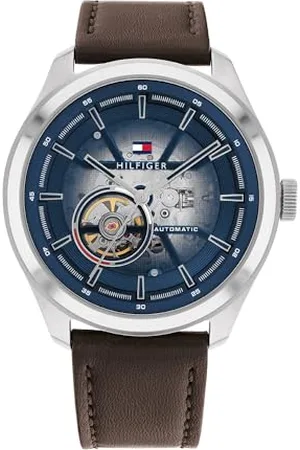 Tommy Hilfiger Automatik-Uhrwerk für Herren mit Dunkel-Braunes Lederarmband - 1791888