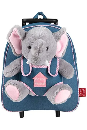 PERLETTI Plüschtier Kindergepäck Rucksack Kinder - Kinderrucksack mit Abnehmbaren Rädern und Kuscheltier Spielzeug - Kindergarten Rollrucksack Kleinkinder 3 4 5 Jahren - 28x32x11 cm