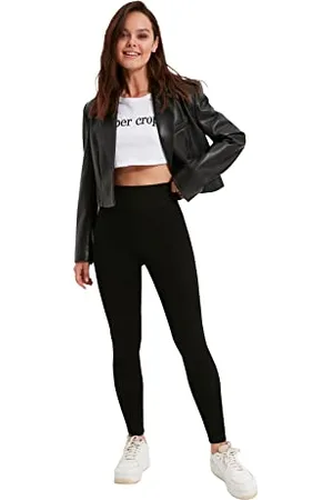 Trendyol Schwarze hohe Taille grundlegende Strumpfhosen, , klein