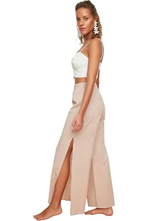 Trendyol Damen Leinen Strukturierte Tipps. Pants Classic, , 38