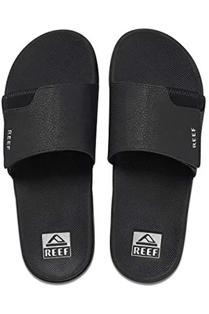 Reef Herren Fanning Slide Flipflop, Black/Silver, 46 EU