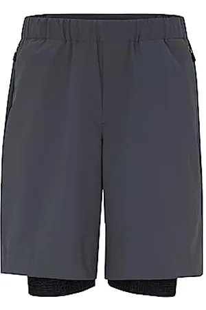 HUGO BOSS Herren S Run3 Wasserabweisende Shorts mit integrierter kurzer Leggings Dunkelgrau 56