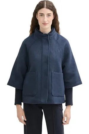 TOM TAILOR Damen 1042901 Cape Jacke, 35897-Nighttime Blue Melange, XL