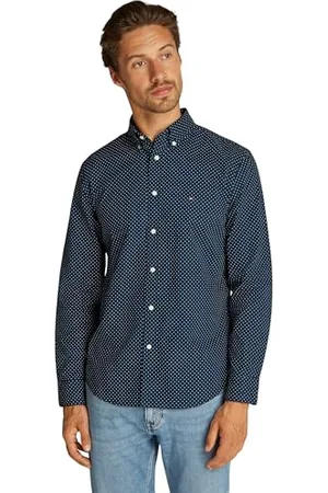 Tommy Hilfiger Herren Hemd Flex Poplin Polka Dot Regular Fit, Blau (Night Sky / Multi Dot), M