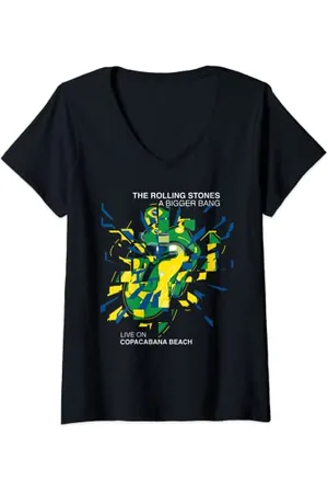 The Rolling Stones Offizielles Rolling Stones A Bigger Bang Bursting Tongue Logo T-Shirt mit V-Ausschnitt