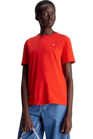 Calvin Klein Jeans Damen T-Shirt Kurzarm Badge Regular Rundhalsausschnitt, , XXL